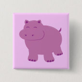Cute Hippo Vierkante Button 5,1 Cm (Voorkant)