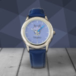 Cute Hippo Watch Horloge<br><div class="desc">Een leuk cadeau voor een vriend maken,  een blauw horloge met een schattige hippo is perfect! Voeg gewoon een voornaam toe en bied het aan: het zal alle dierenvrienden aanspreken!</div>