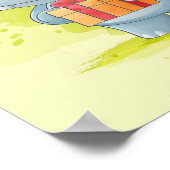 Cute Hippo Waterverf | Perfect cadeau Poster (Hoek)