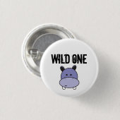 Cute hippo Wild, één vrijari-verjaarfeest Ronde Button 3,2 Cm (Voorkant /achterkant)