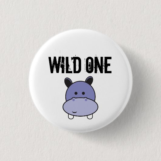 Cute hippo Wild, één vrijari-verjaarfeest Ronde Button 3,2 Cm (Voorkant)