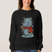 Cute Hippo Winter with Candy Cane Trui (Voorkant)