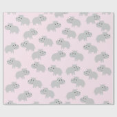 Cute Hippo Wrapping Paper Cadeaupapier (Vlak)