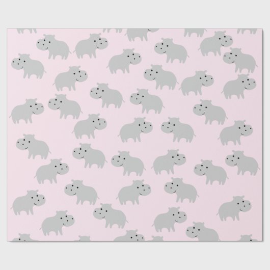 Cute Hippo Wrapping Paper Cadeaupapier (Vlak)