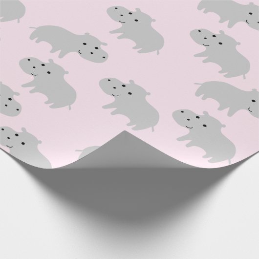 Cute Hippo Wrapping Paper Cadeaupapier (Hoek)