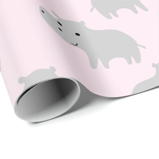 Cute Hippo Wrapping Paper Cadeaupapier (Rol Hoek)
