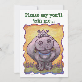 Cute Hippopotamus Birthday Kaart