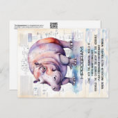 Cute Hippopotamus Briefkaart (Voorkant / Achterkant)