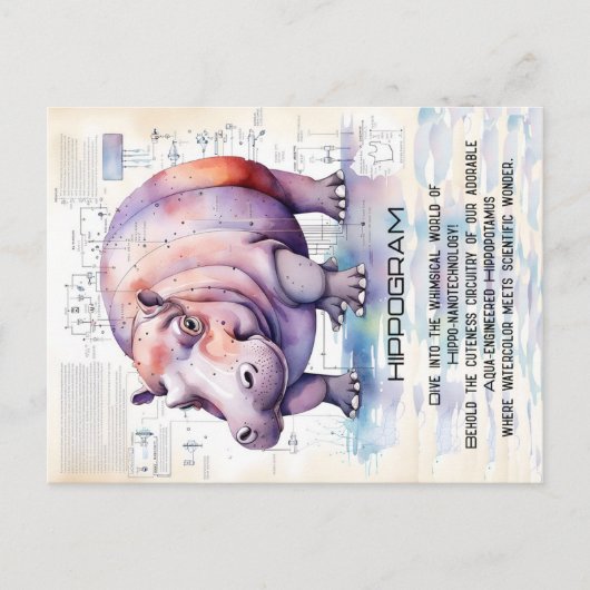 Cute Hippopotamus Briefkaart (Voorkant)