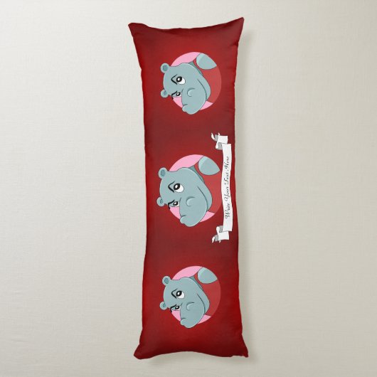 Cute hippopotamus cartoon lichaamskussen (Achterkant (Verticaal))