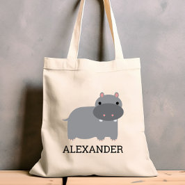 Cute Hippopotamus Kinderen Personalized Tote Bag