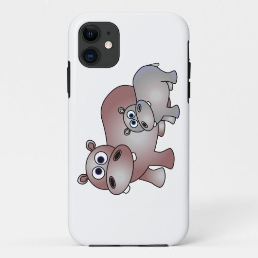 Cute Hippopotamus mama en Baby Case-Mate iPhone Case (Achterkant)