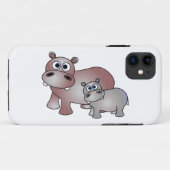 Cute Hippopotamus mama en Baby Case-Mate iPhone Case (Achterkant (horizontaal))