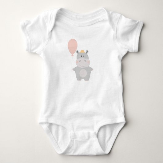 Cute hippopotamus met ballon romper (Voorkant)
