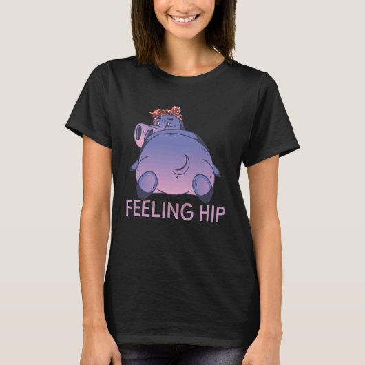 Cute Hippopotamus With Ribbon Feeling Hip T-shirt (Voorkant)