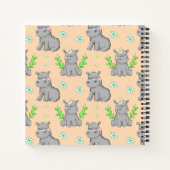 Cute Hippos and Flowers Pattern Custom Name Notitieboek (Achterkant)