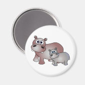 Cute Hippos Mam en Baby Magneet (Voorkant / Achterkant)