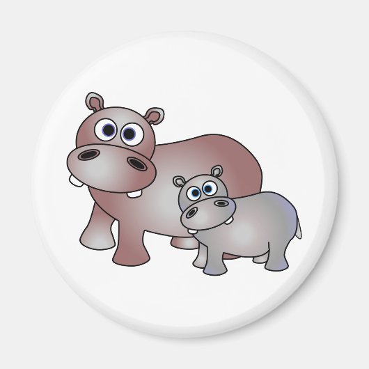 Cute Hippos Mam en Baby Magneet (Voorkant)