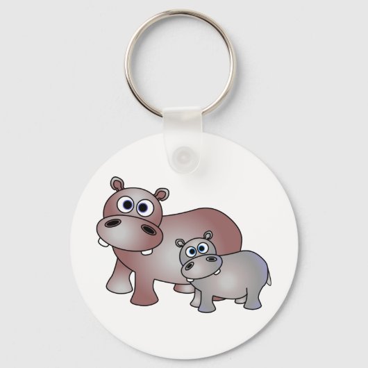 Cute Hippos Mam en Baby Sleutelhanger (Voorkant)