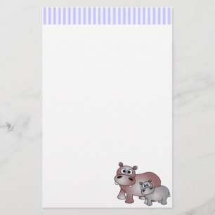 Cute Hippos Mam en Baby Stationery Briefpapier