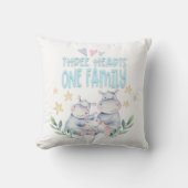 Cute Hippos Three Hearts One Family Newborn White Kussen (Voorkant)