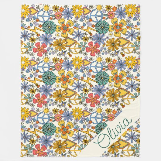 Cute Hippy Floral Style Fleece Blanket (Voorkant)