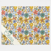 Cute Hippy Floral Style Fleece Blanket (Voorkant (Horizontaal))