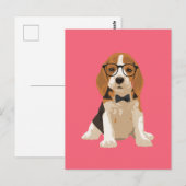 Cute Hipster Beagle Puppy Dog voor Hondenliefhebbe Briefkaart (Voorkant / Achterkant)