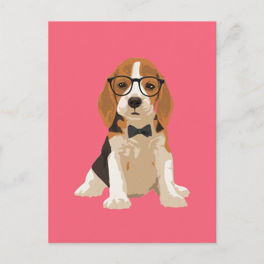 Cute Hipster Beagle Puppy Dog voor Hondenliefhebbe Briefkaart (Voorkant)