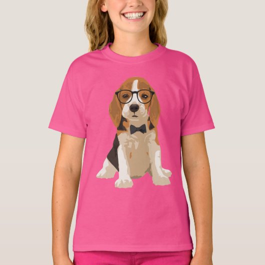 Cute Hipster Beagle Puppy Dog voor Hondenliefhebbe T-shirt (Voorkant)