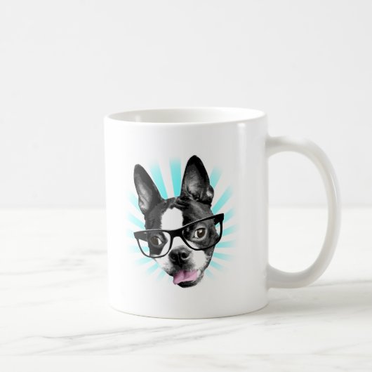 Cute! Hipster Boston Terrier Koffiemok (Rechts)