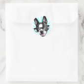 Cute! Hipster Boston Terrier Ronde Sticker (Tas)
