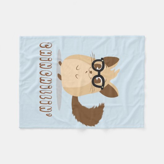 Cute Hipster Chinchilla Fleece Blanket (Voorkant (Horizontaal))