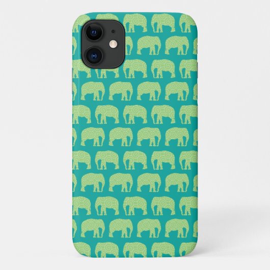 Cute Hipster Elephant Pattern Blauwgroen Green Case-Mate iPhone Case (Achterkant)