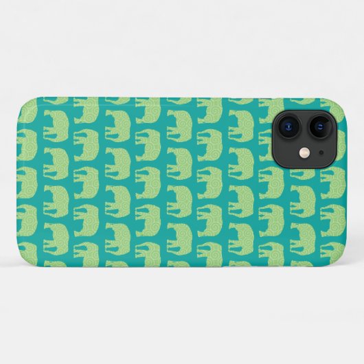 Cute Hipster Elephant Pattern Blauwgroen Green Case-Mate iPhone Case (Achterkant (horizontaal))
