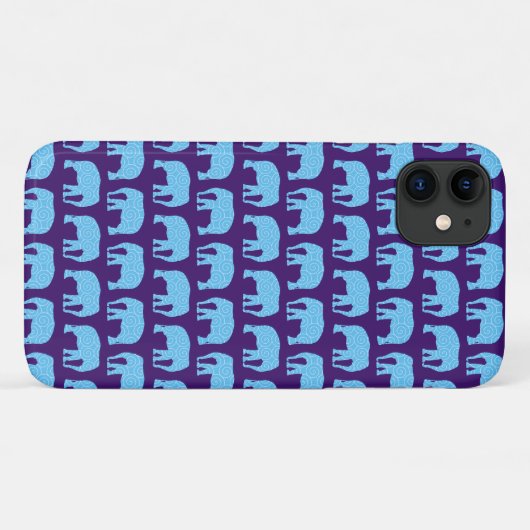Cute Hipster Elephant Pattern Blue Paars Case-Mate iPhone Case (Achterkant (horizontaal))