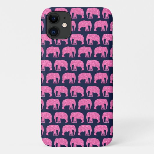 Cute Hipster Elephant Pattern Pink Blue Case-Mate iPhone Case (Achterkant)