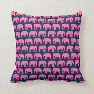 Cute Hipster Elephant Pattern Pink Blue Kussen