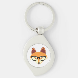 Cute Hipster Fox met bril Sleutelhanger