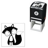 Cute Hipster Fox Zelfinktende Stempel (In situ)