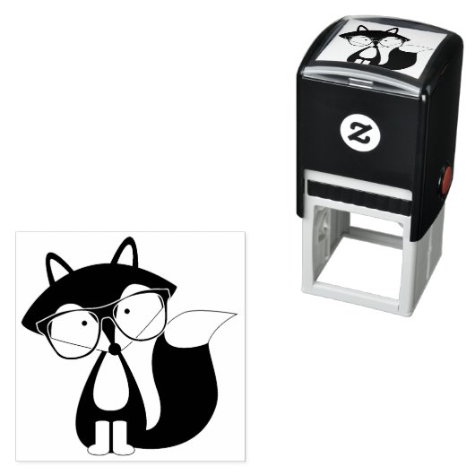 Cute Hipster Fox Zelfinktende Stempel (In situ)