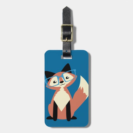 Cute Hipster Glasses Fox Bagagelabel (Voorkant verticaal)