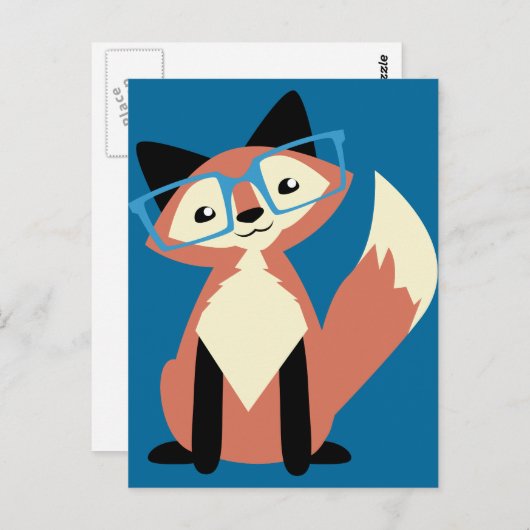 Cute Hipster Glasses Fox Briefkaart (Voorkant / Achterkant)