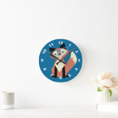 Cute Hipster Glasses Fox Ronde Klok (Huis)