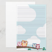 Cute Hipster Glasses Owl Briefpapier (Voorkant / Achterkant)