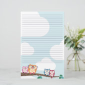 Cute Hipster Glasses Owl Briefpapier (Staand voorkant)