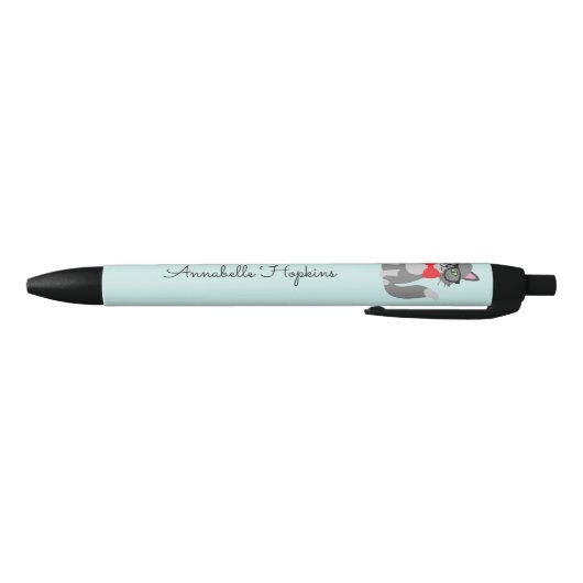 Cute Hipster Grey Cat Name Black Ink Pen (Bodem)