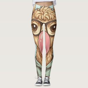Cute Hipster Lama Sticker Leggings