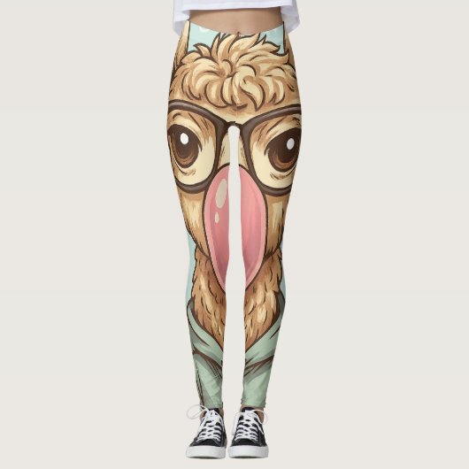 Cute Hipster Lama Sticker Leggings (Voorkant)