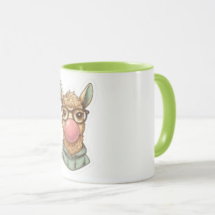 Cute Hipster Lama Sticker Mok
